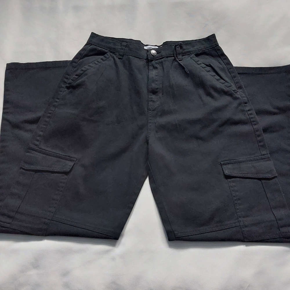 Refuge‎ Women's oversized Straight Cargo Pants Black Size L/G